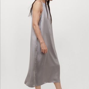 HM Silver Satin Midi Dress